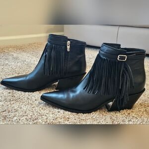 Sigerson Morrison Fringe Calf Leather Ankle Boot US10